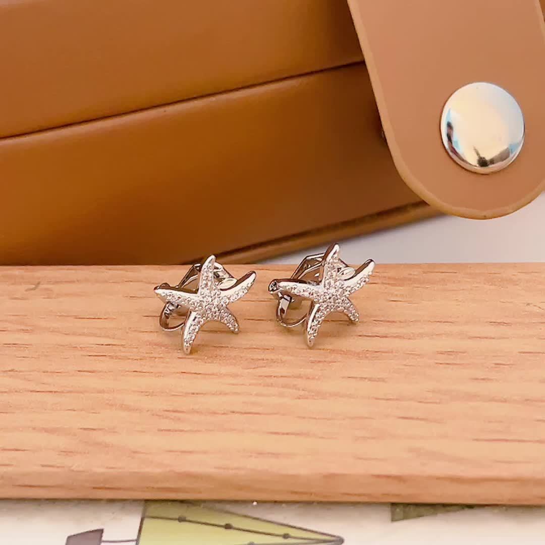 Unisex Star-shaped Metallic Texture Stud Earrings
